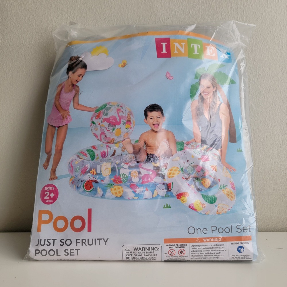 Intex Just So Fruity Pool Set 3-Piece Inflatables Pool Ball Swim Ring Ages 2+